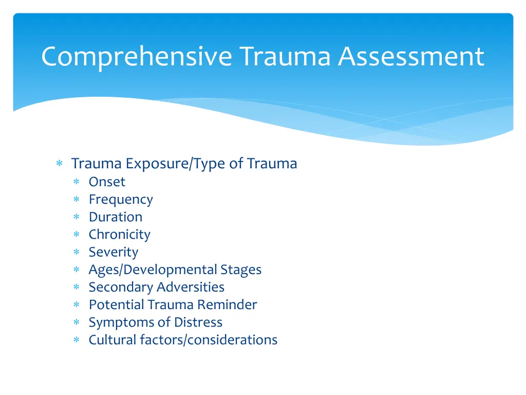 comprehensive trauma assessment