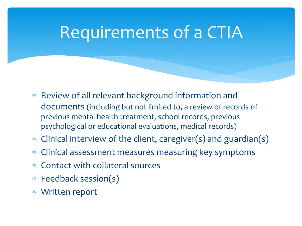 requirements of a ctia