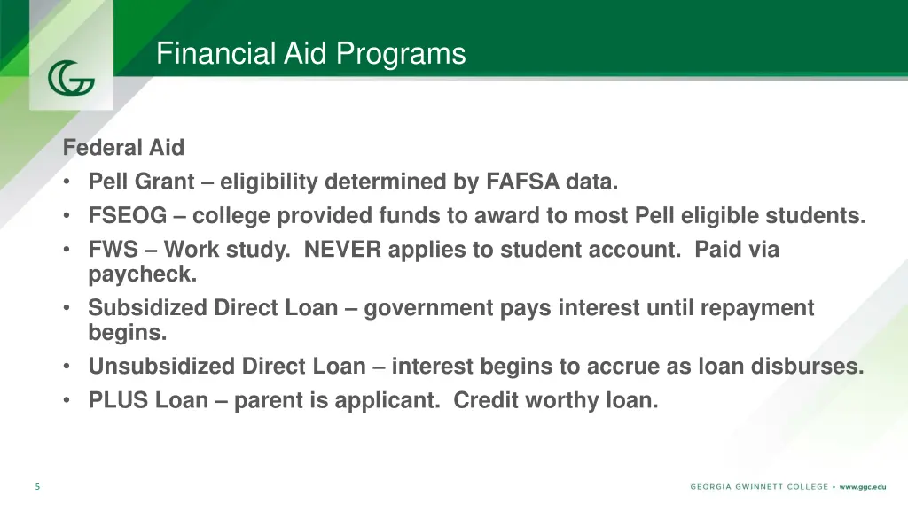 financial aid programs 1