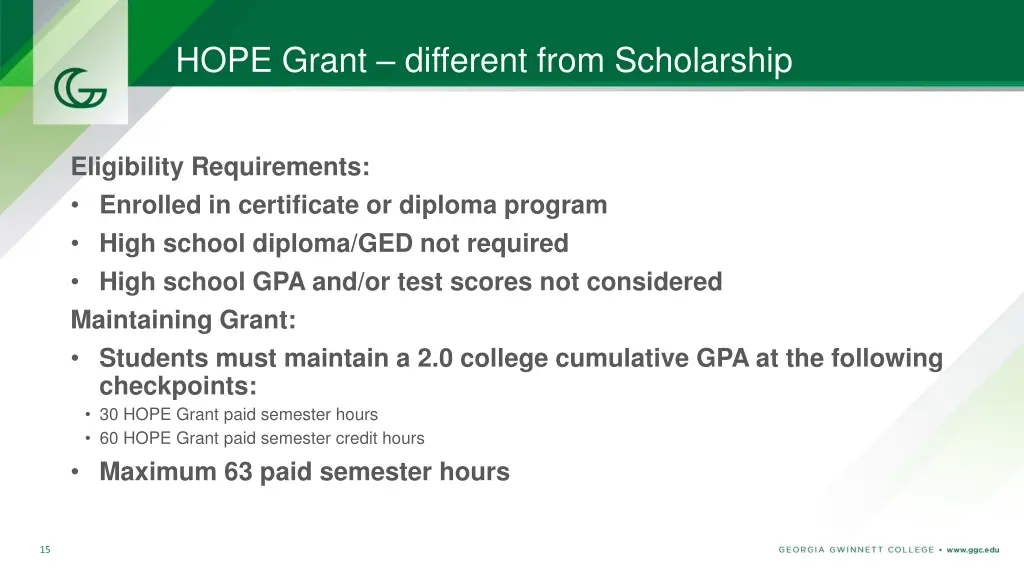 hope grant different from scholarship