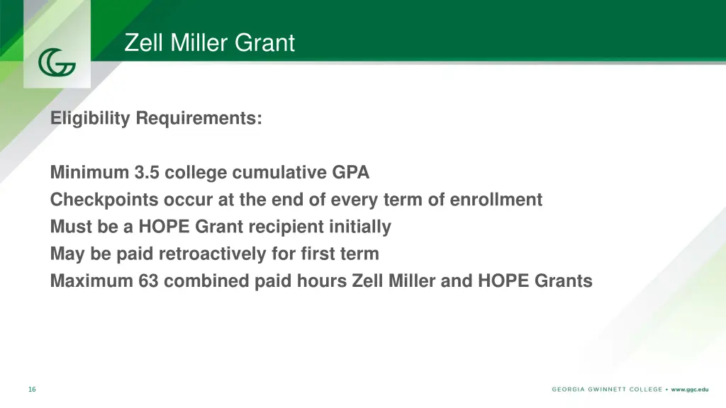 zell miller grant