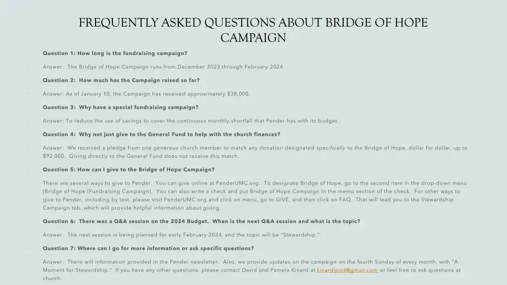 frequently asked questions about bridge of hope