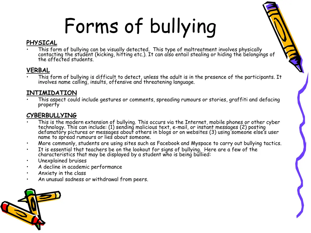 forms of bullying