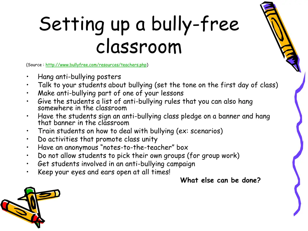 setting up a bully free classroom