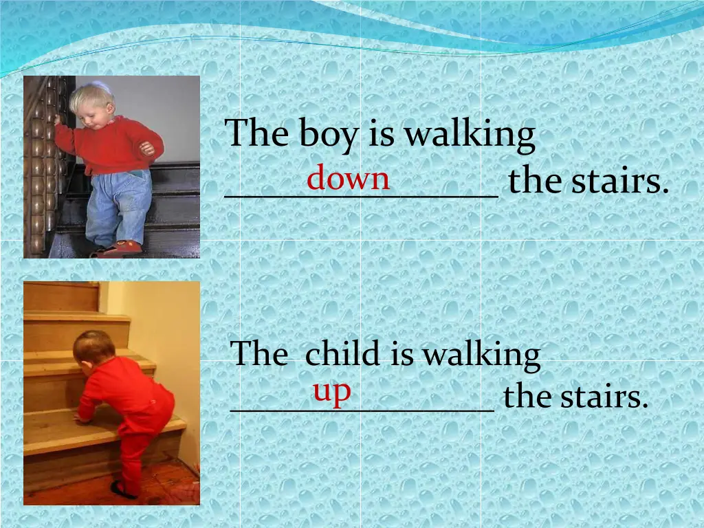 the boy is walking the stairs down