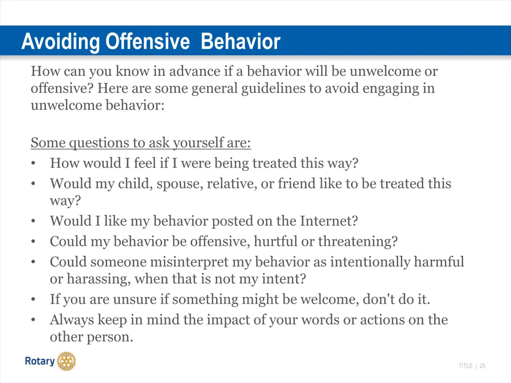 avoiding offensive behavior 1