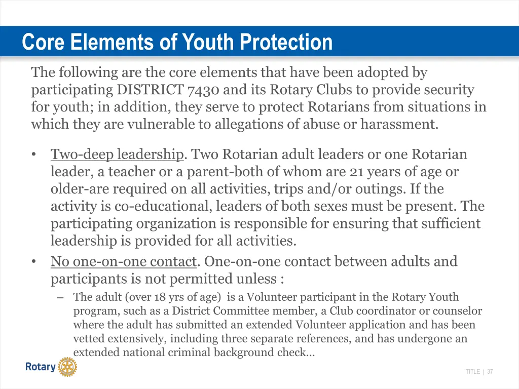 core elements of youth protection