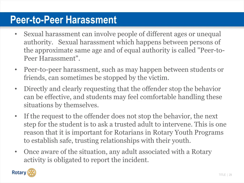 peer to peer harassment