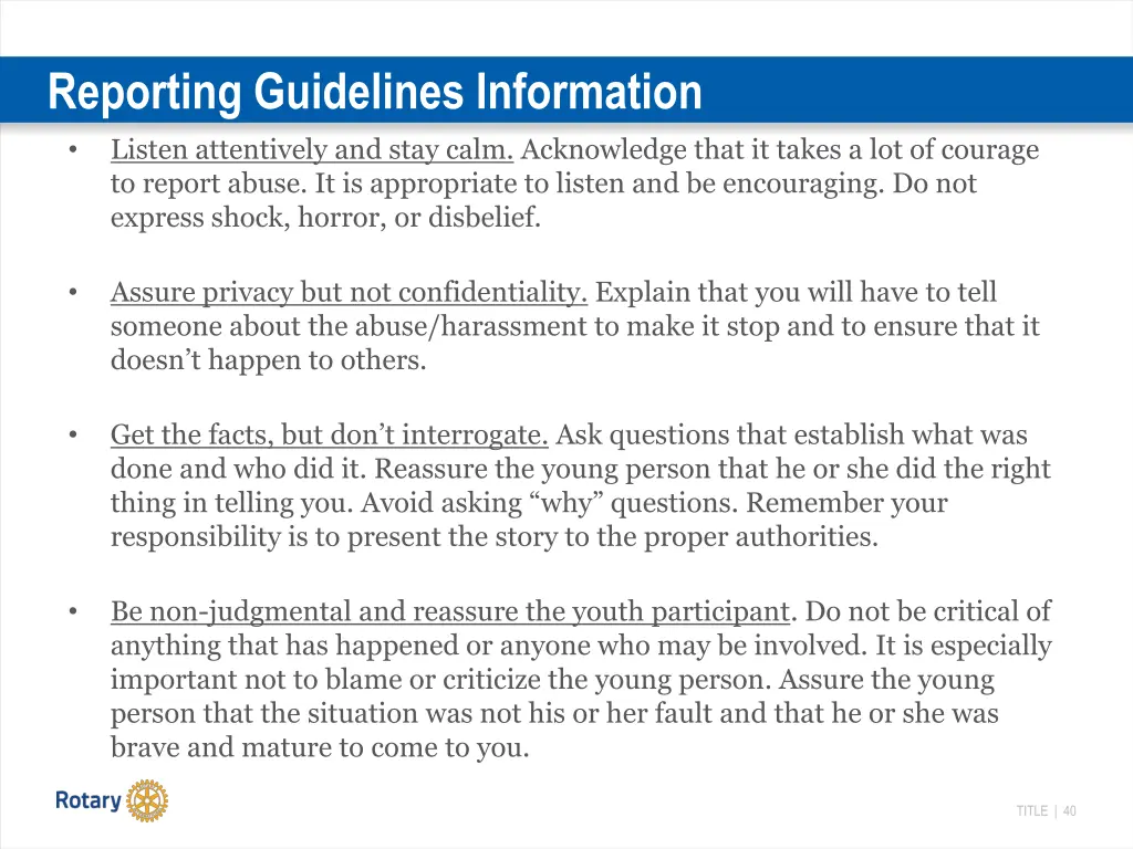 reporting guidelines information listen