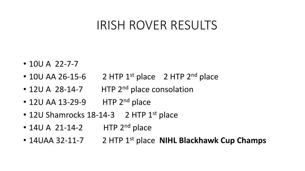 irish rover results