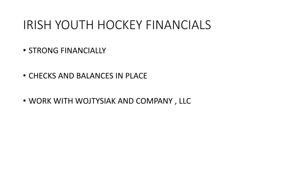 irish youth hockey financials