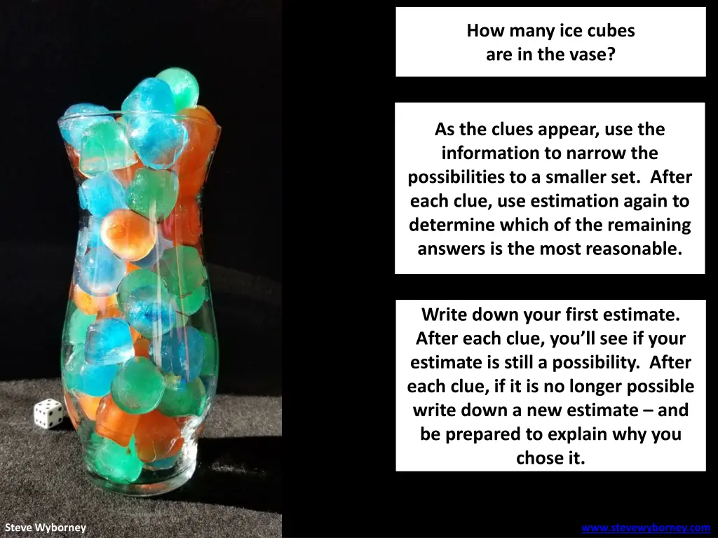 how many ice cubes are in the vase 2