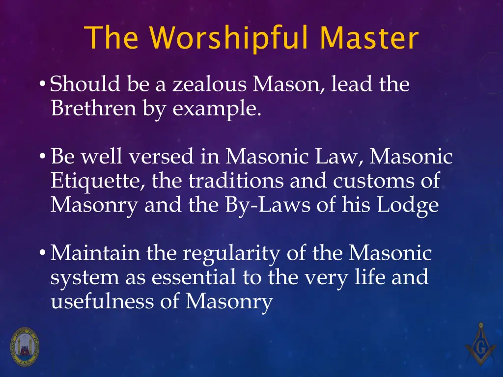 the worshipful master 1