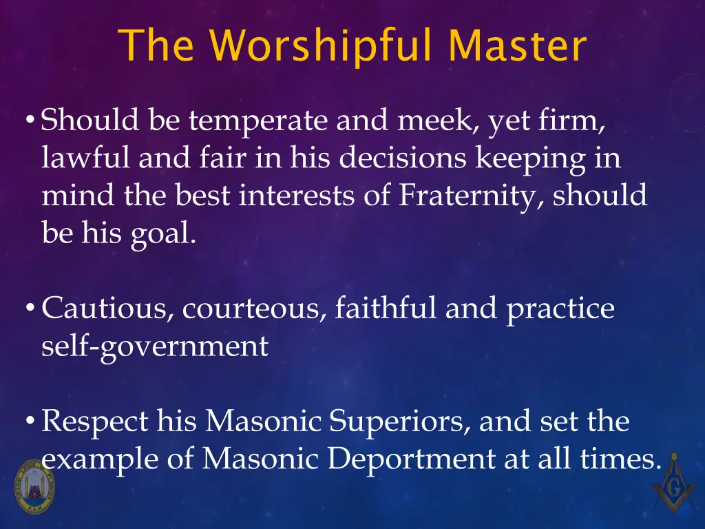 the worshipful master