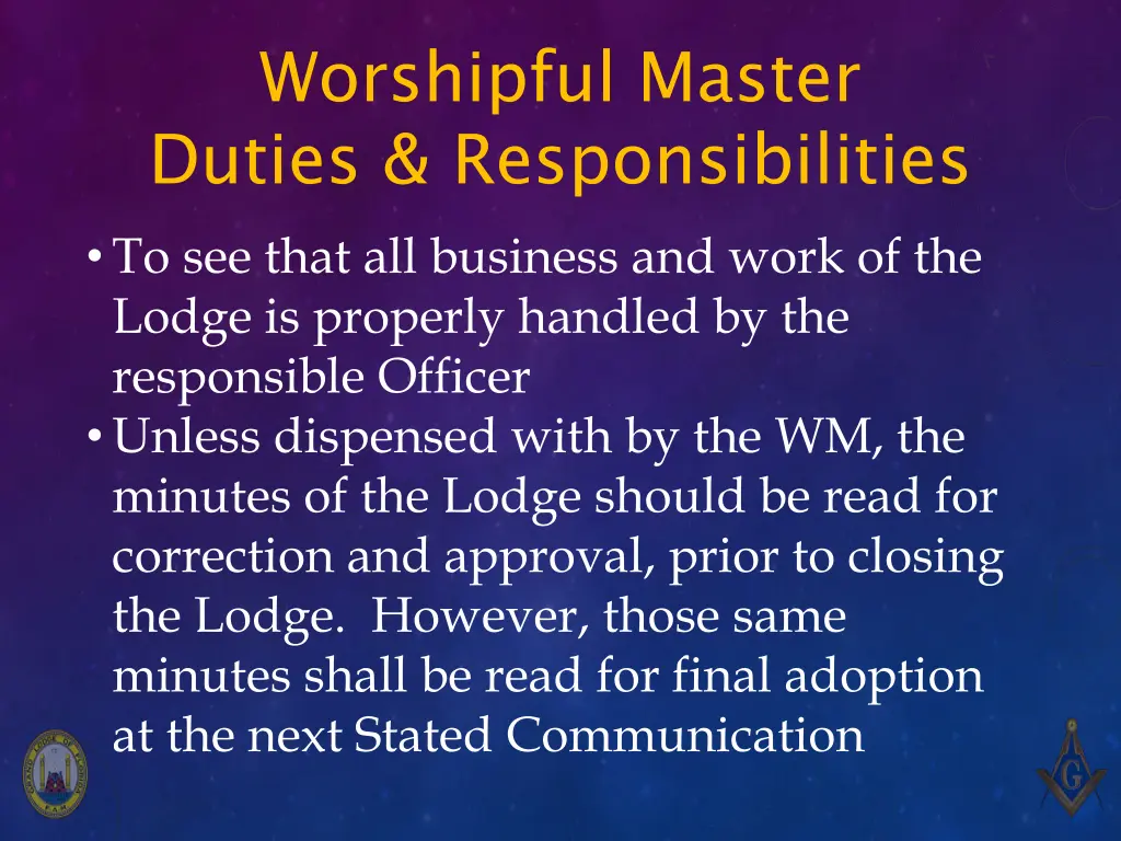 worshipful master duties responsibilities 2