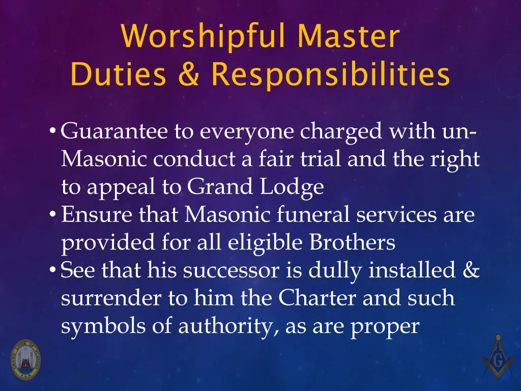 worshipful master duties responsibilities 5