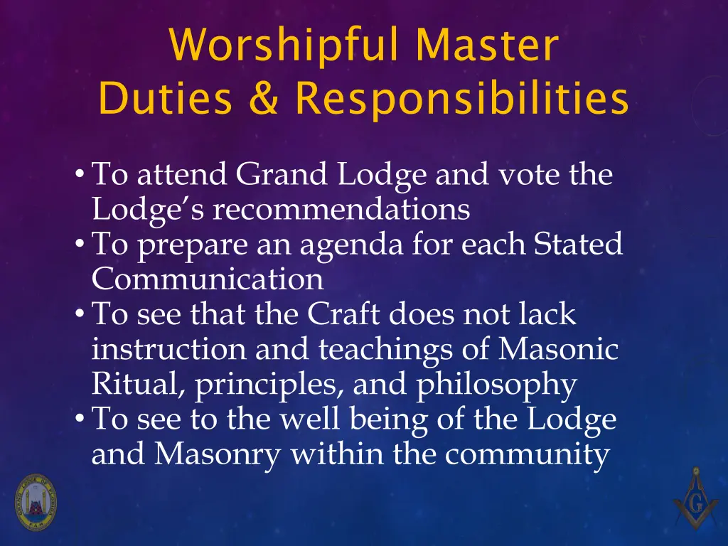 worshipful master duties responsibilities 8