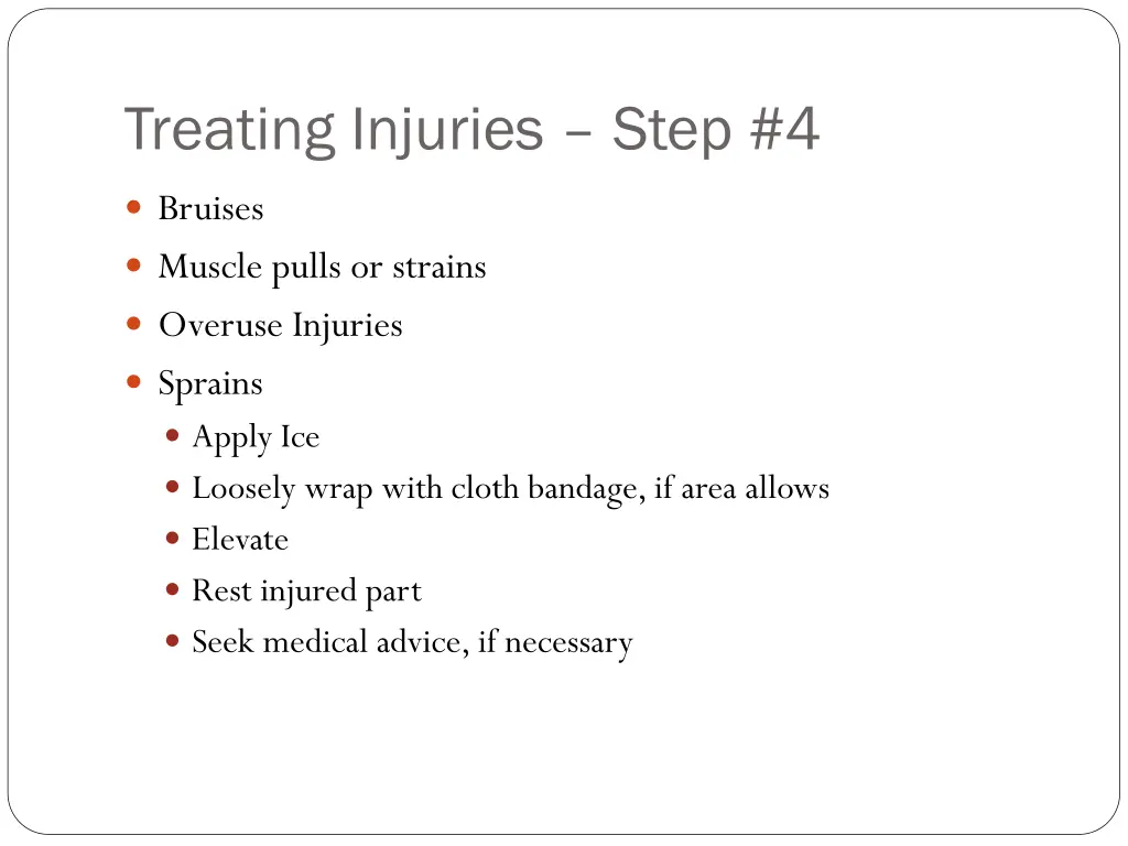 treating injuries step 4