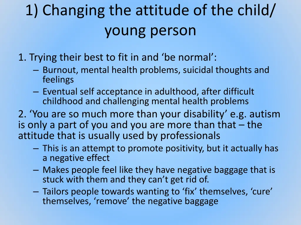 1 changing the attitude of the child young person