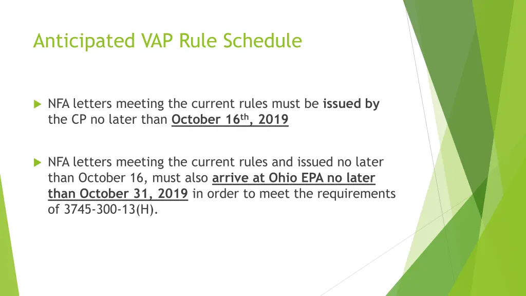 anticipated vap rule schedule 1