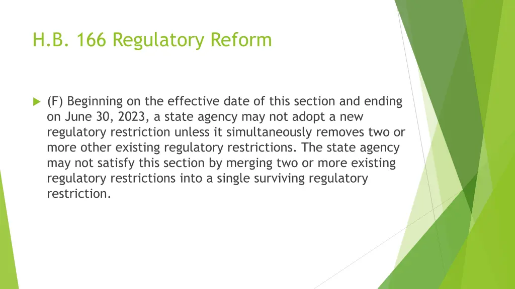 h b 166 regulatory reform