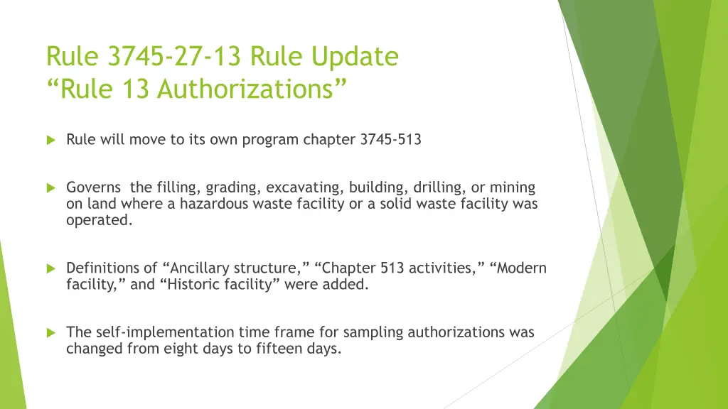 rule 3745 27 13 rule update rule 13 authorizations