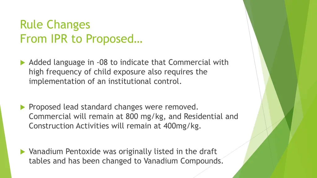 rule changes from ipr to proposed 2