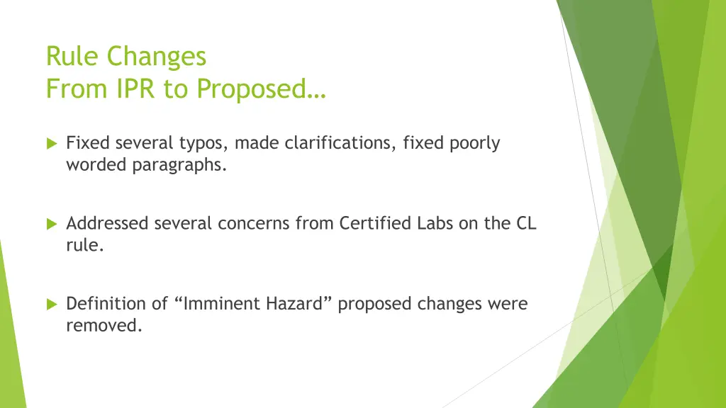 rule changes from ipr to proposed