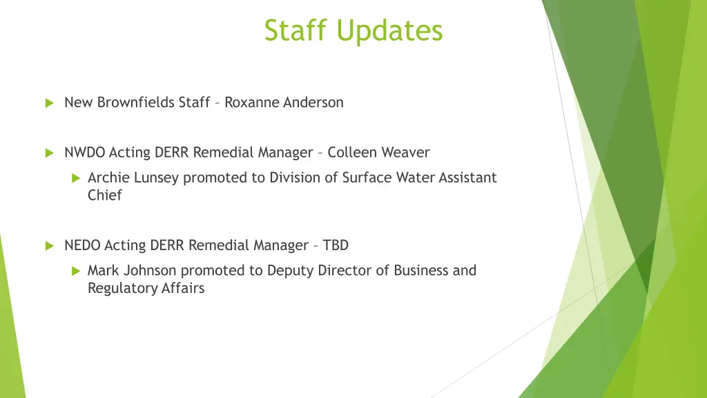 staff updates