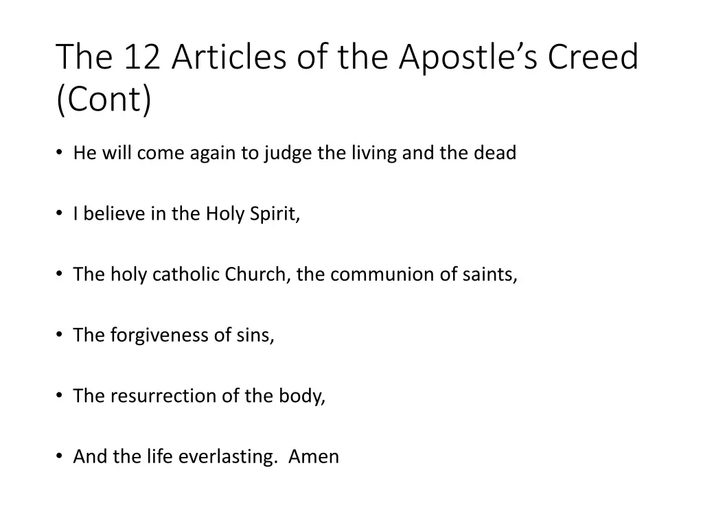 the 12 articles of the apostle s creed cont