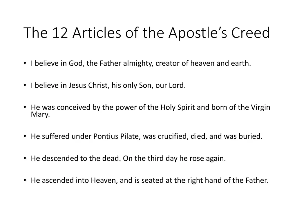 the 12 articles of the apostle s creed