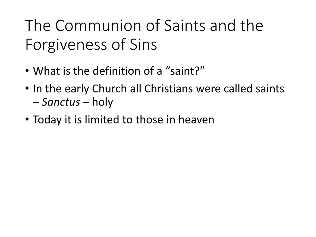 the communion of saints and the forgiveness