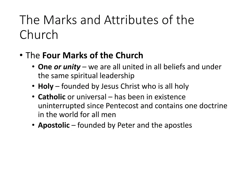 the marks and attributes of the church