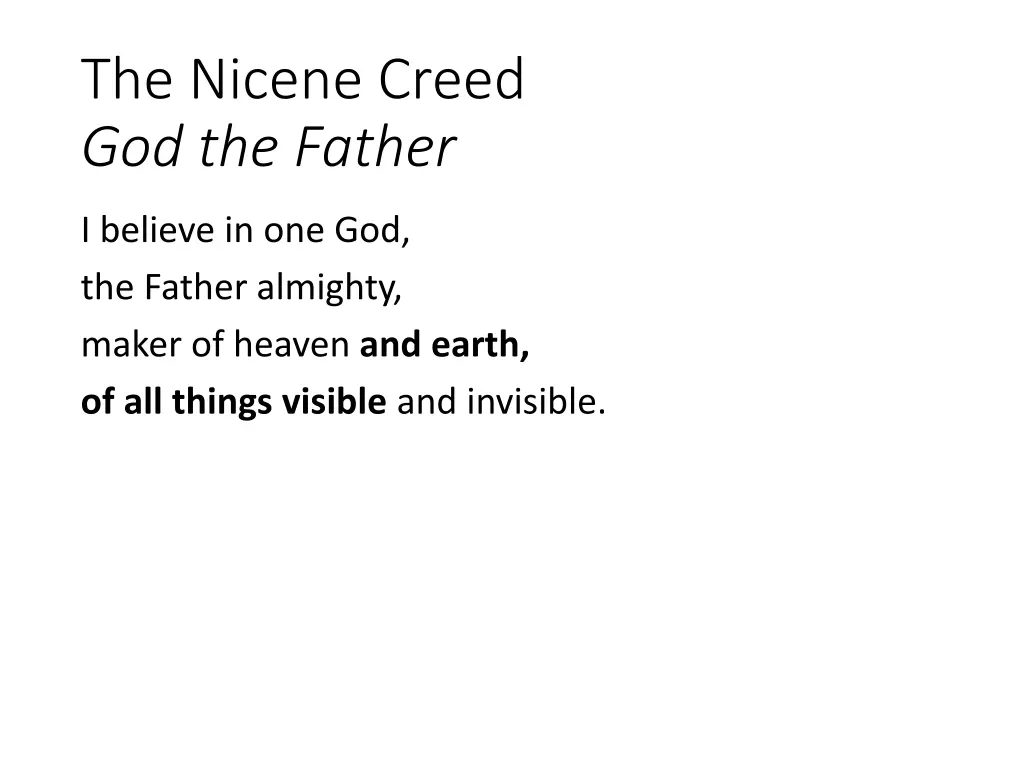 the nicene creed god the father