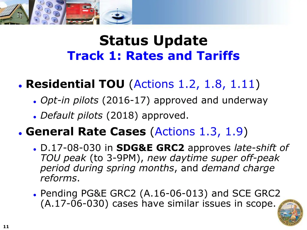 status update track 1 rates and tariffs