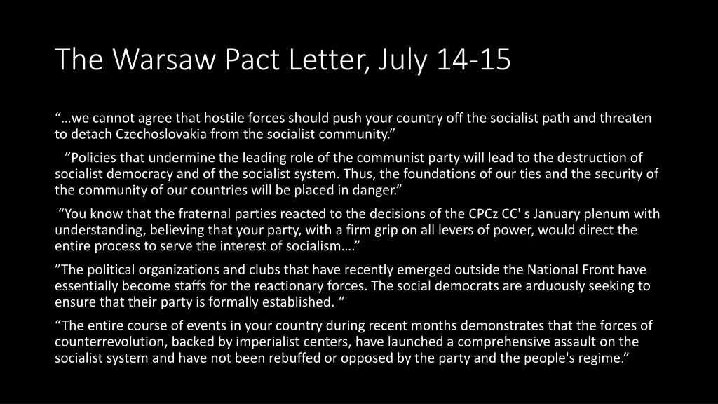 the warsaw pact letter july 14 15