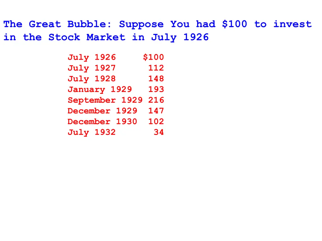 the great bubble suppose you had 100 to invest