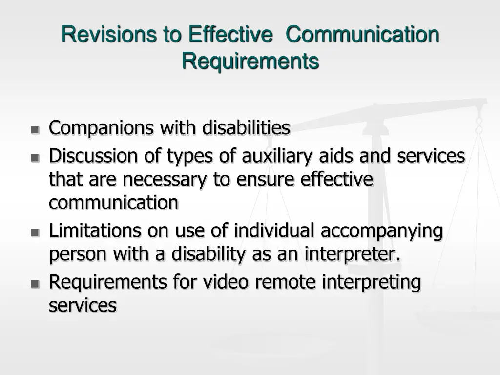 revisions to effective communication requirements