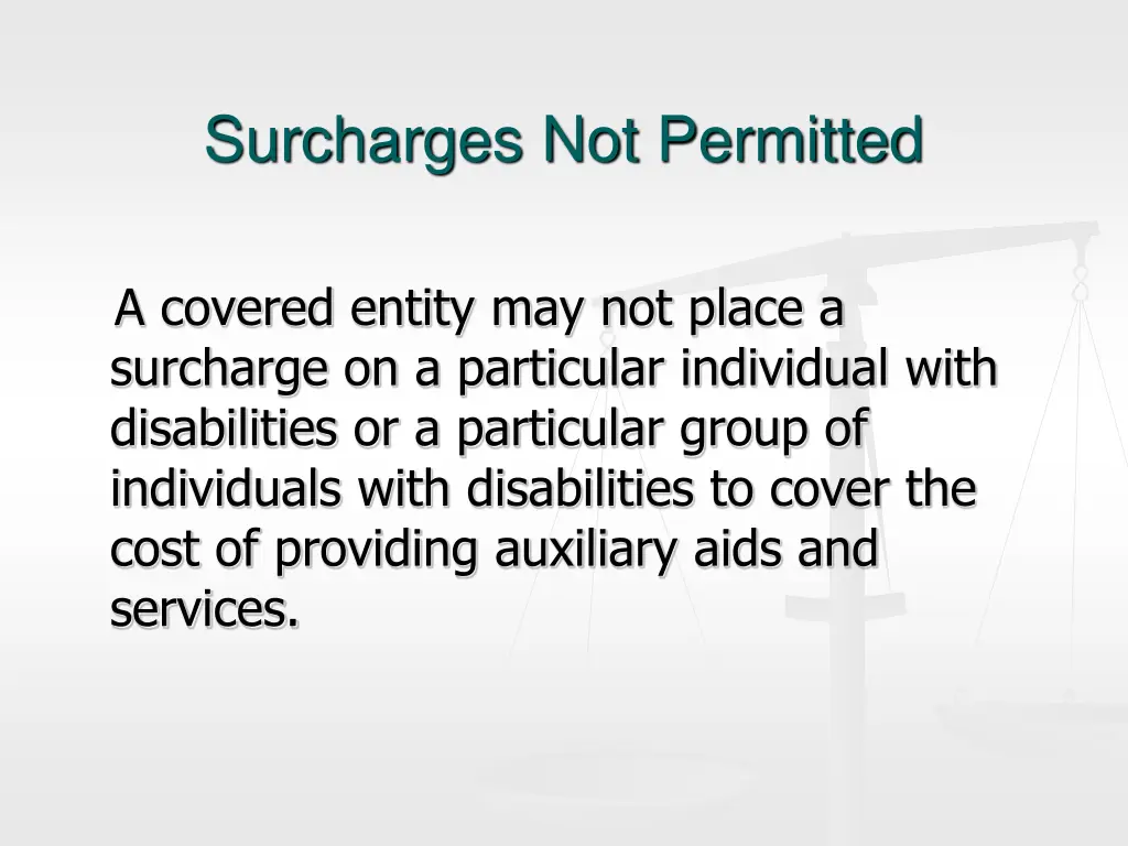 surcharges not permitted