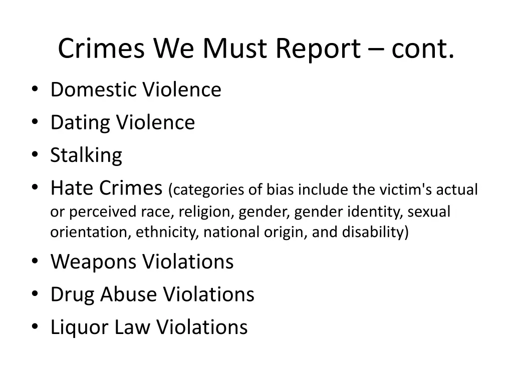 crimes we must report cont domestic violence