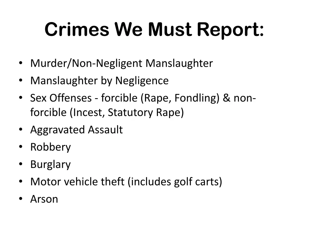 crimes we must report