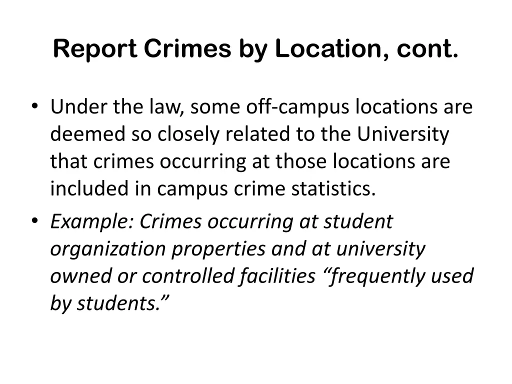 report crimes by location cont