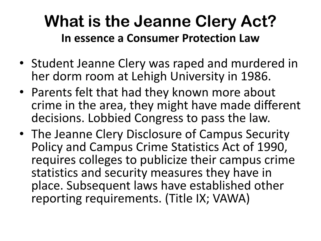 what is the jeanne clery act in essence