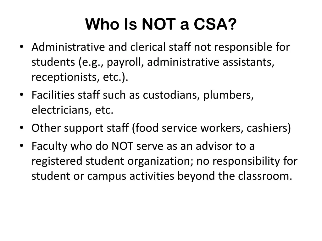 who is not a csa