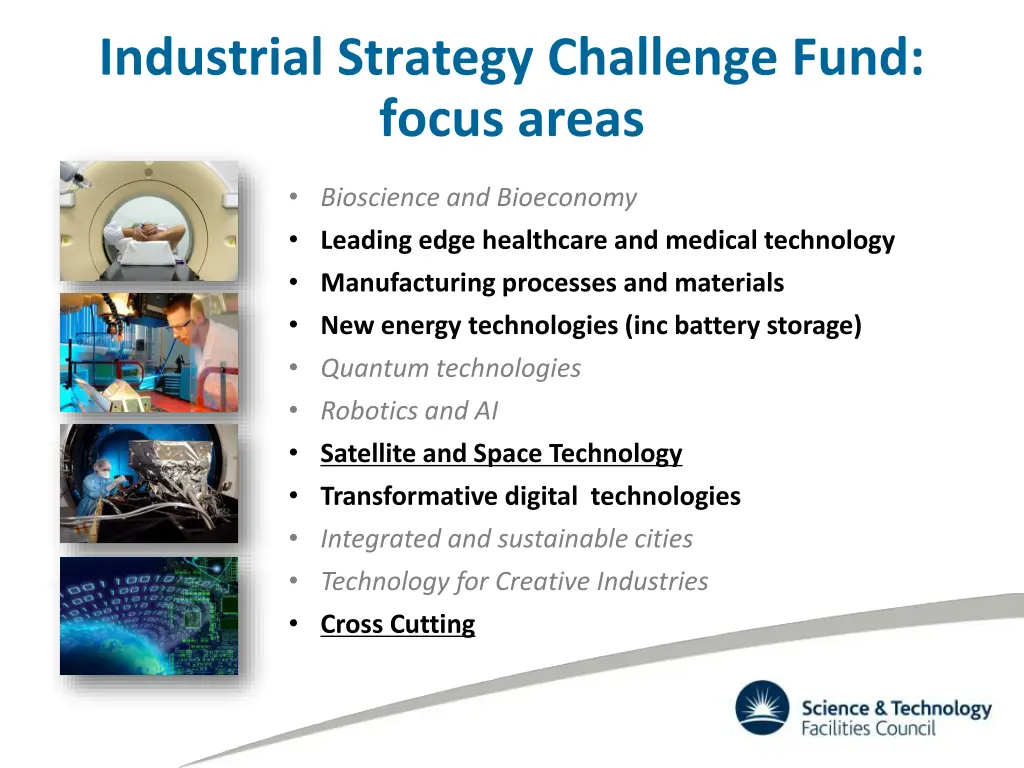 industrial strategy challenge fund focus areas