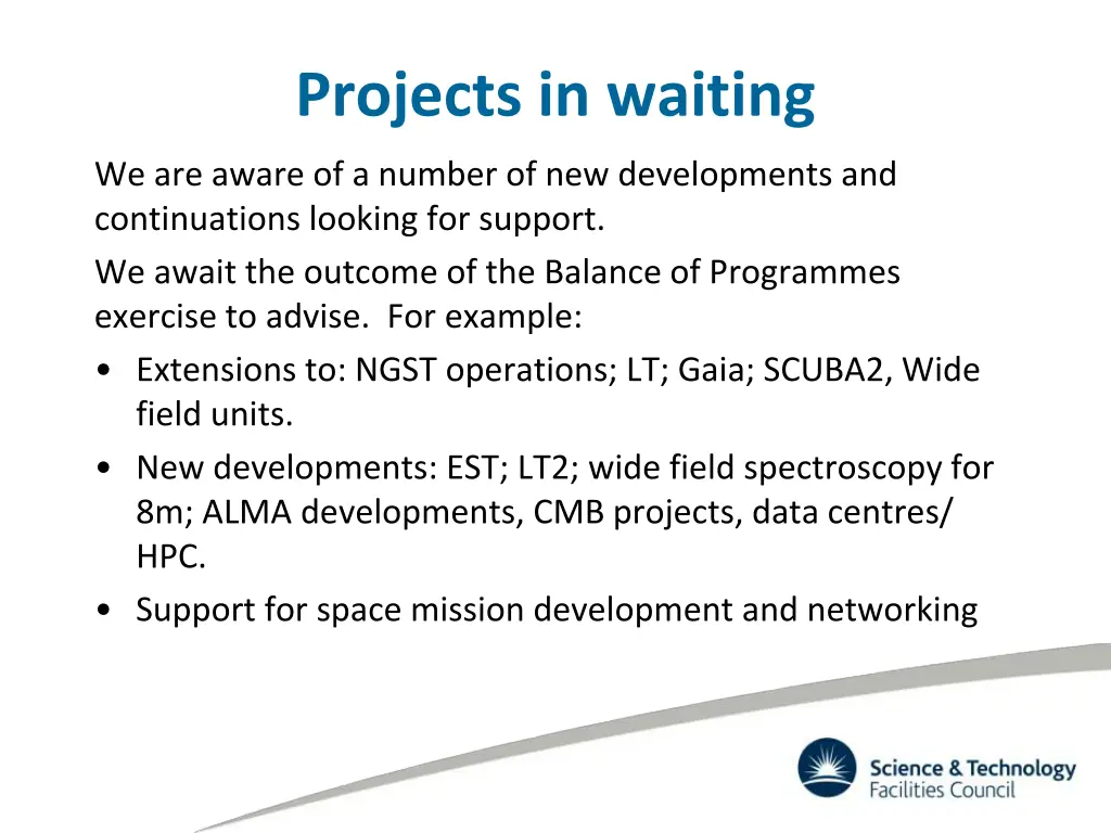 projects in waiting