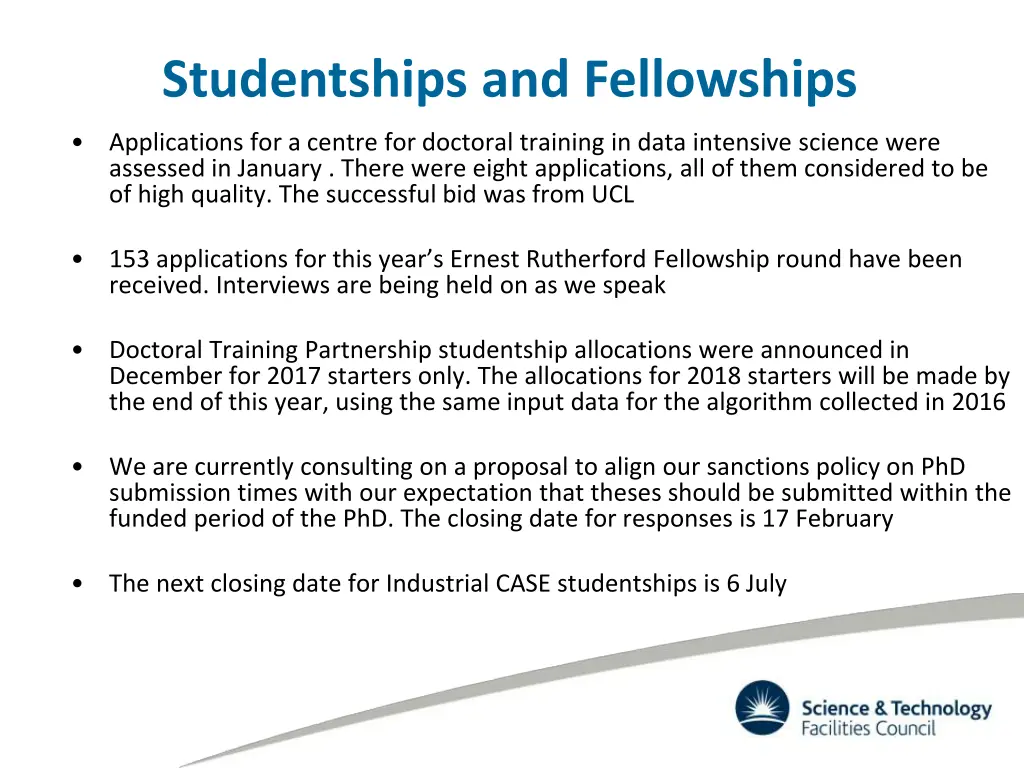 studentships and fellowships