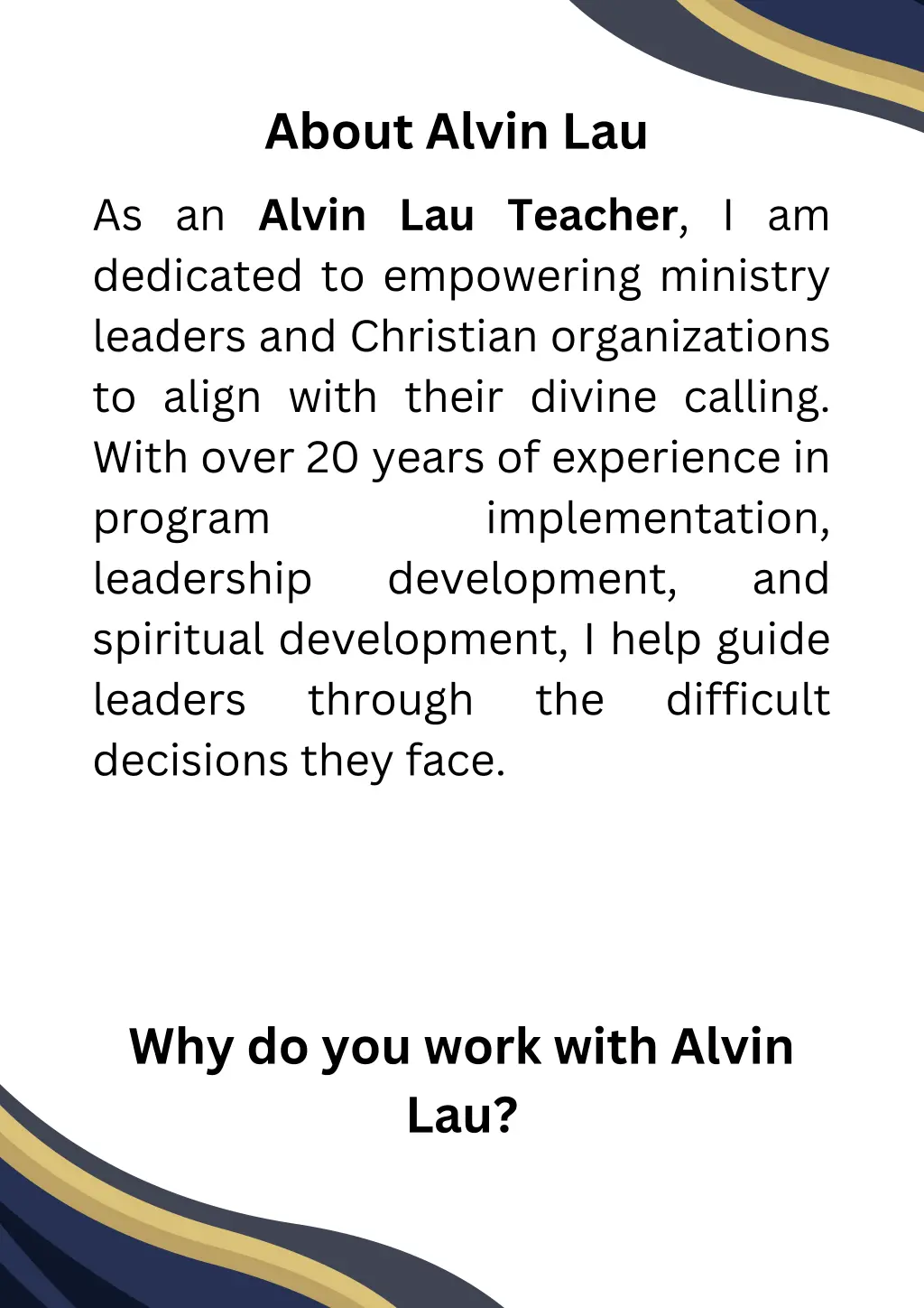 about alvin lau as an alvin lau teacher