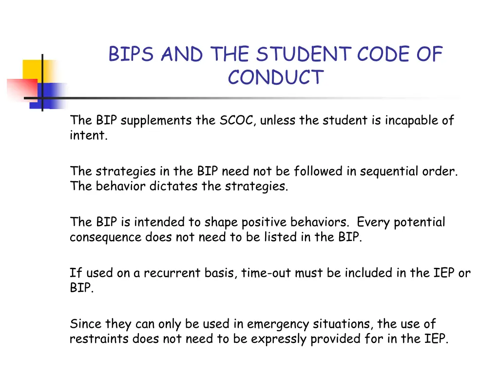 bips and the student code of conduct