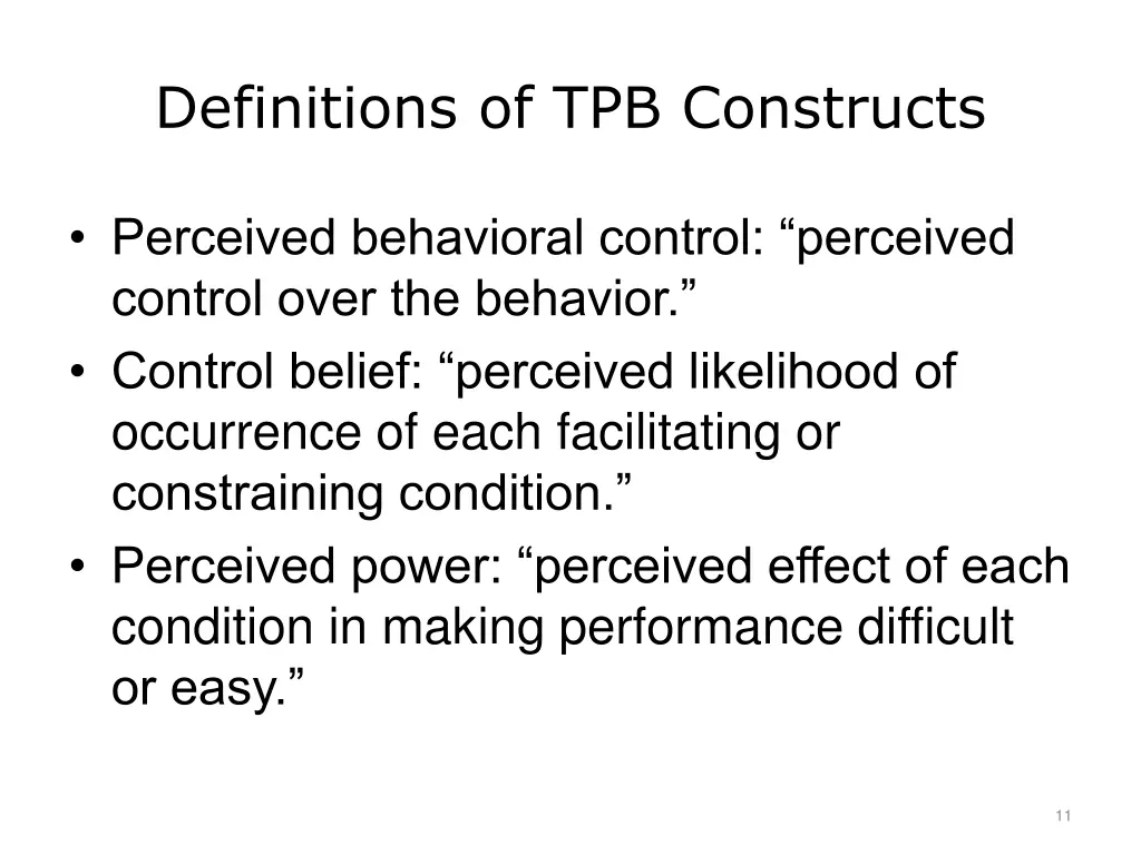 definitions of tpb constructs